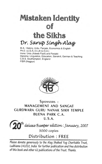 Mistaken Identity Of the Sikhs